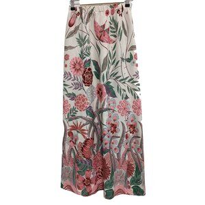 Vintage 80s Miss Charm Maxi Skirt Small Green Pink Floral Cottagecore BOHO